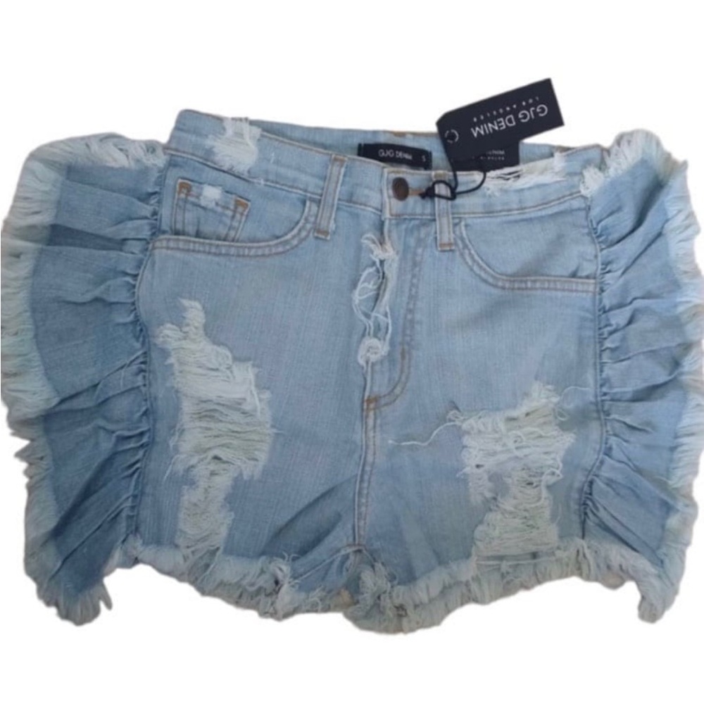GJG ruffle denim shorts